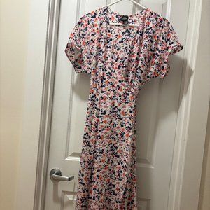 Wrap-around, floral print maxi dress